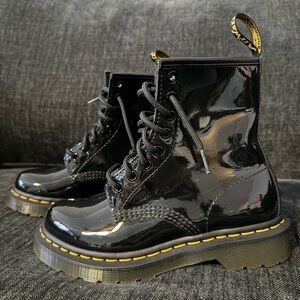 Black Patent Leather Lace-Up Boots - Girls size 5, Brand New